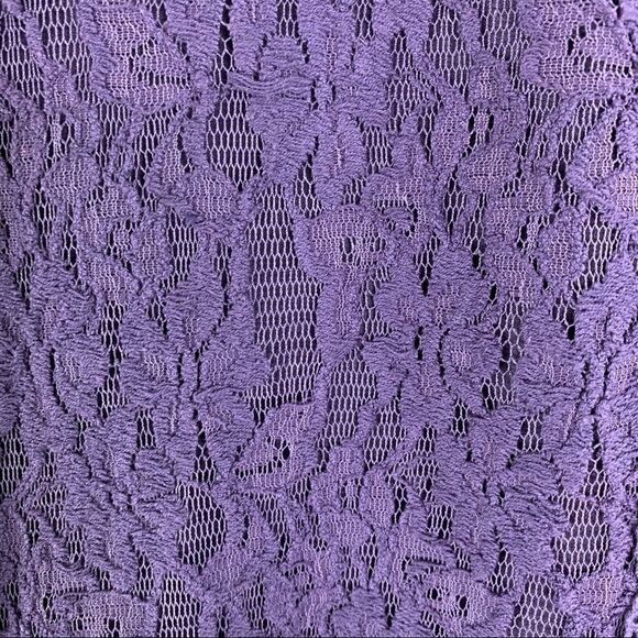 Sun & Shadow Purple Lace Inset Peplum Top Bell Sleeves M - Picture 6 of 15